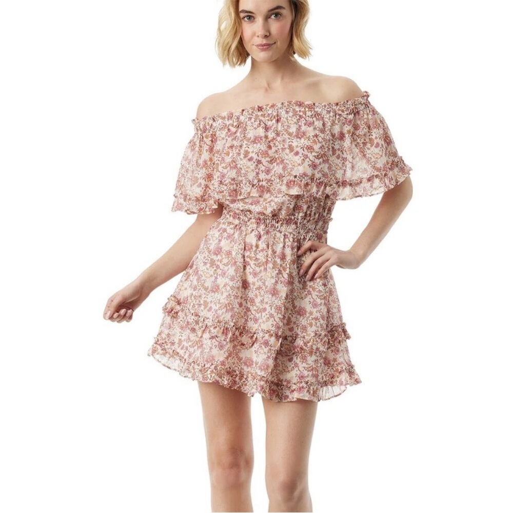 Jessica Simpson Pink Floral‎ Off-Shoulder Mini Dress